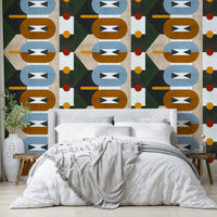 Organic geometric wallpaper in earthy hues for rooms

