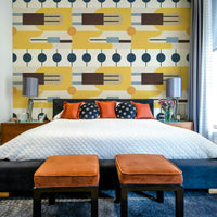 Dynamic Abstract Shapescape design for living room walls

