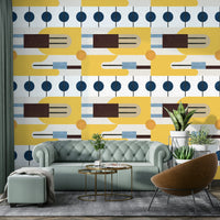 Peel-and-stick Abstract Shapescape wallpaper for easy decor

