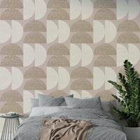 Elegant semi-circle design wallpaper in neutral tones

