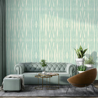 Gentle blue mural for quiet interiors

