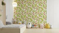 Botanical style wallpaper with butterflies


