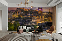 View of clock tower in sunset wall mural

