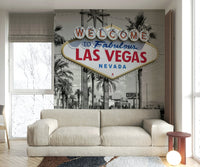 Pop-art city mural of famous Las Vegas sign

