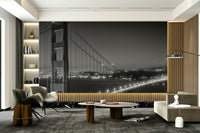 Foggy city scene with Golden Gate structure in focus

