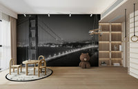 Evening San Francisco skyline with bridge in mural wallpaper

