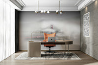 Red bridge mural set against cloudy sky background

