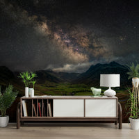 Wallpaper for walls featuring Milky Way over hills

