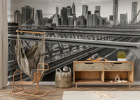 Cityscape mural wallpaper perfect for living rooms and offices

