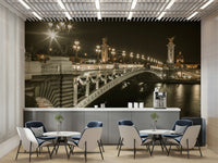 Detailed view of the bridge arch and ornate sculptures

