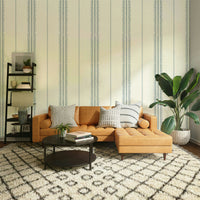 Boho stripe wallpaper in linen-inspired pattern

