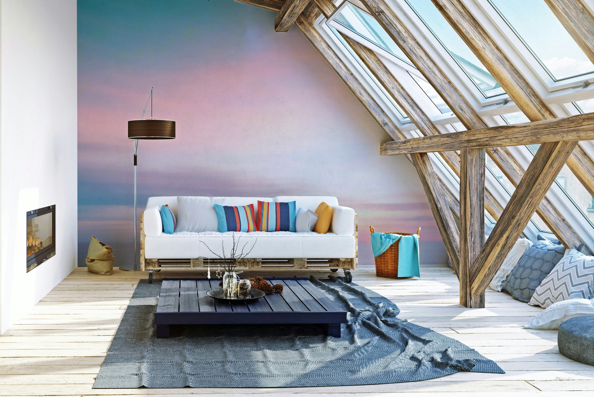 Pastel abstract wall mural design

