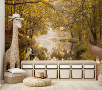 Basingstoke Canal wall mural with golden trees

