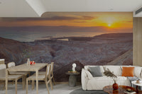 Soft pastel sky over dry landscape mural

