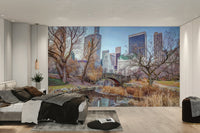 Cityscape wallpaper featuring Central Park bridge

