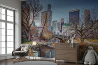 Manhattan skyline and Gapstow Bridge scene

