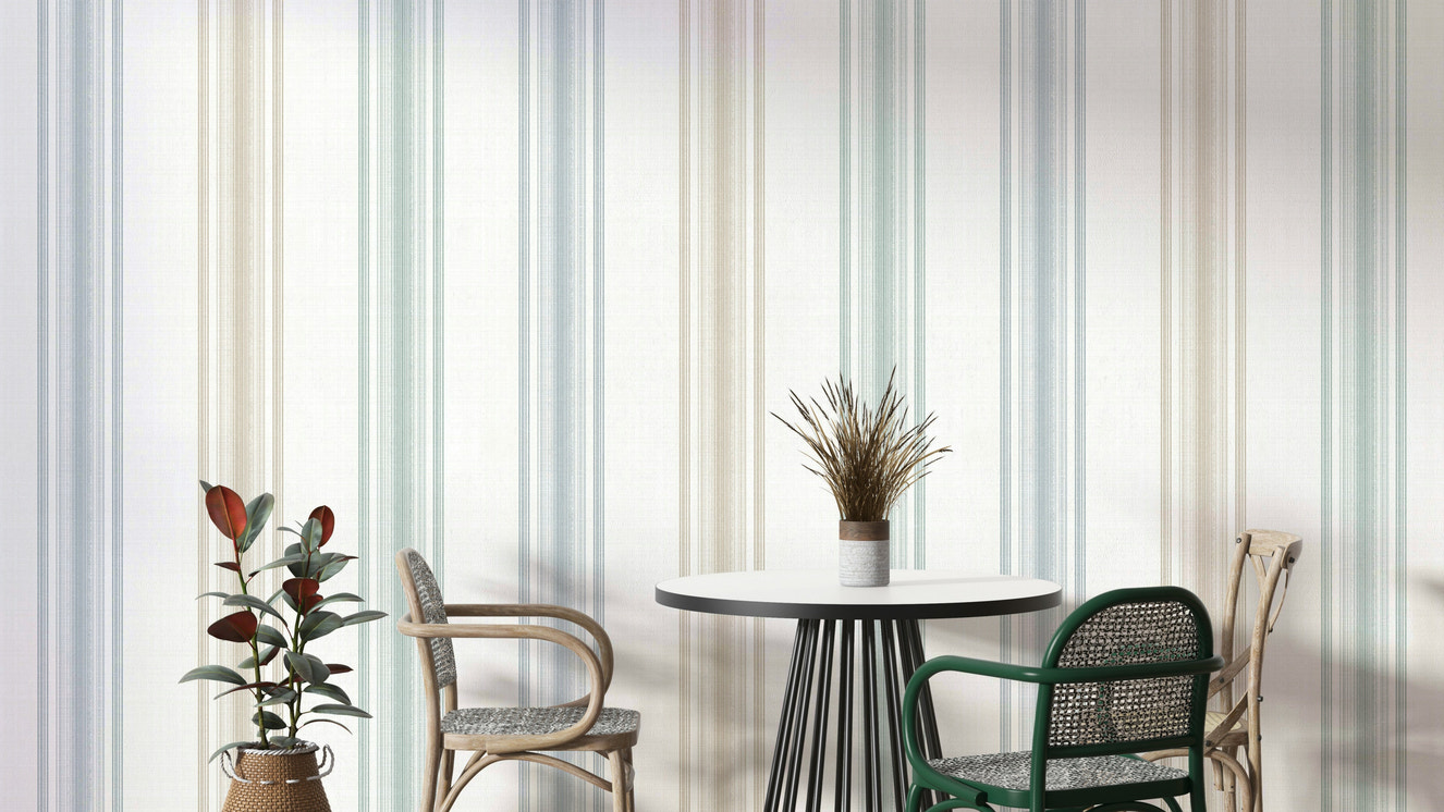 Neutral striped wallpaper for living rooms
