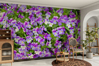 Cheerful pansy field mural wallpaper
