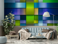 Gradient color blocks in bold tones
