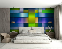 Abstract wall mural with sharp lines
