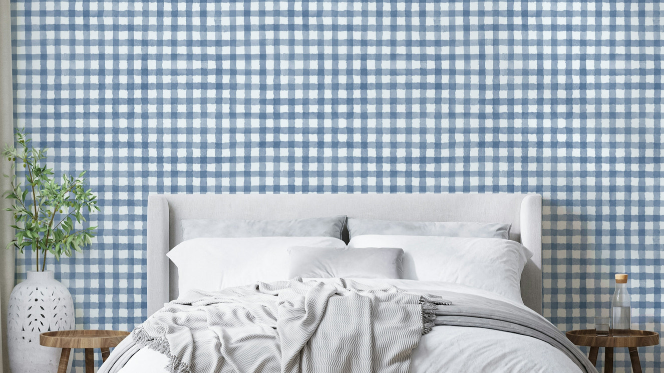 Watercolor checkered wallpaper with subtle texture
