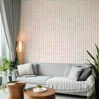 Wallpaper for walls with rustic baby pink check

