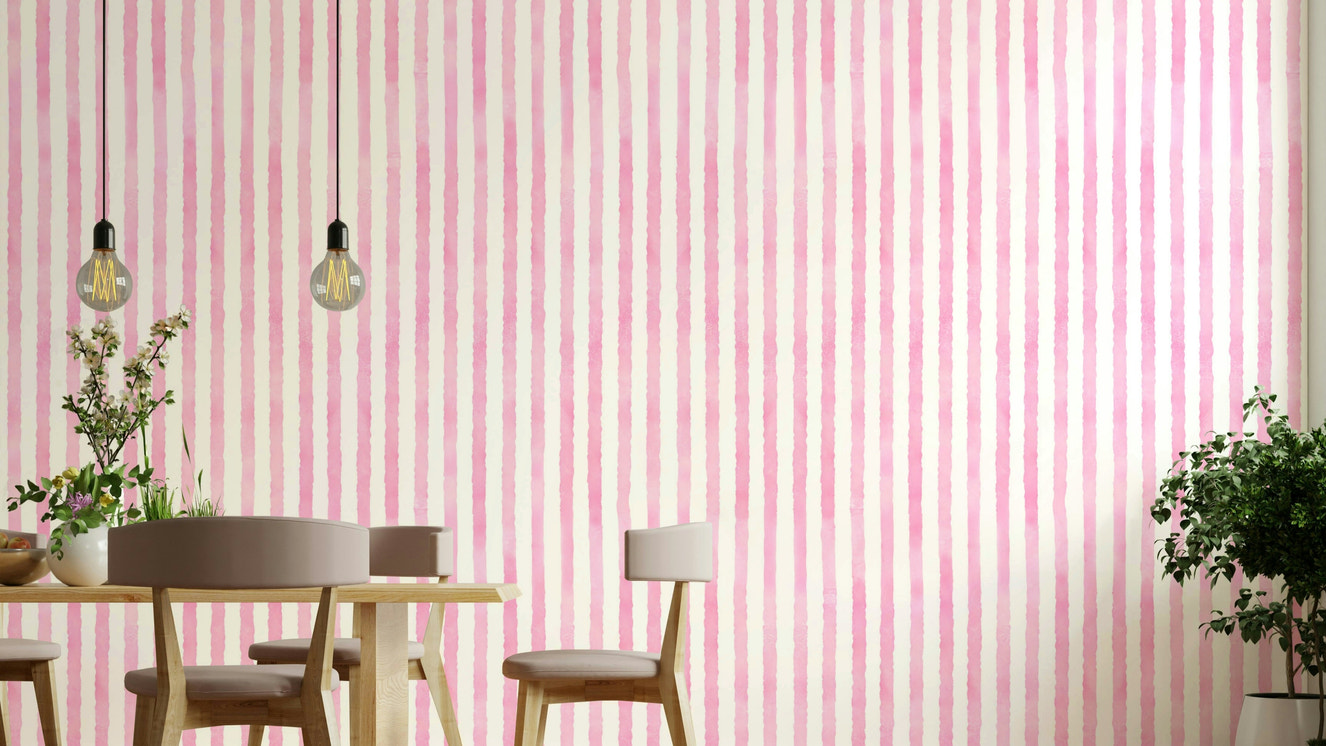 Hand-painted vertical stripes in soft pink tones

