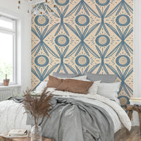 Folk Bloom Radiance Dusty Blue wallpaper design
