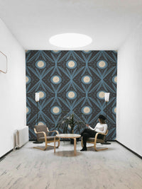 Mural wallpaper with soft green shade
