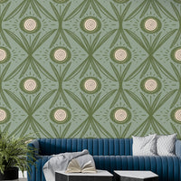 Soft green flower pattern for bedroom walls
