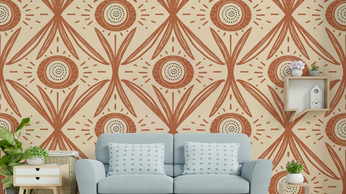 Vintage-inspired wall design in terracotta
