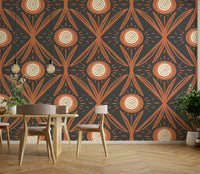 Warm tone floral wallpaper for living room
