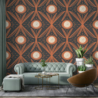 Mid-century modern floral mural wallpaper
