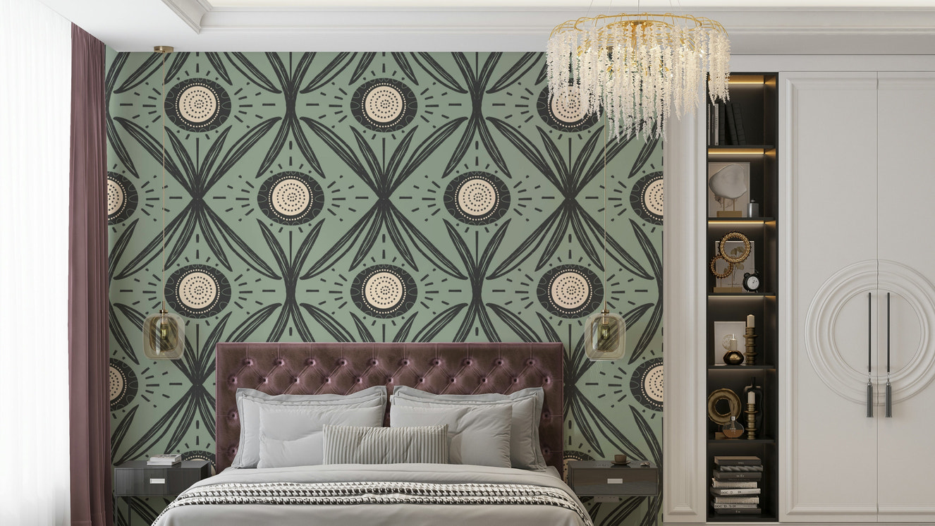 Folk-style flowers in earthy tones
