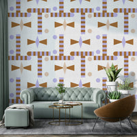 Mid-century modern geometric wallpaper design

