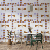 Structured pattern mural with warm tones


