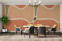 Full view of Terracotta Shapes mural wallpaper
