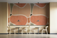 Minimalist mural wallpaper in clay colors

