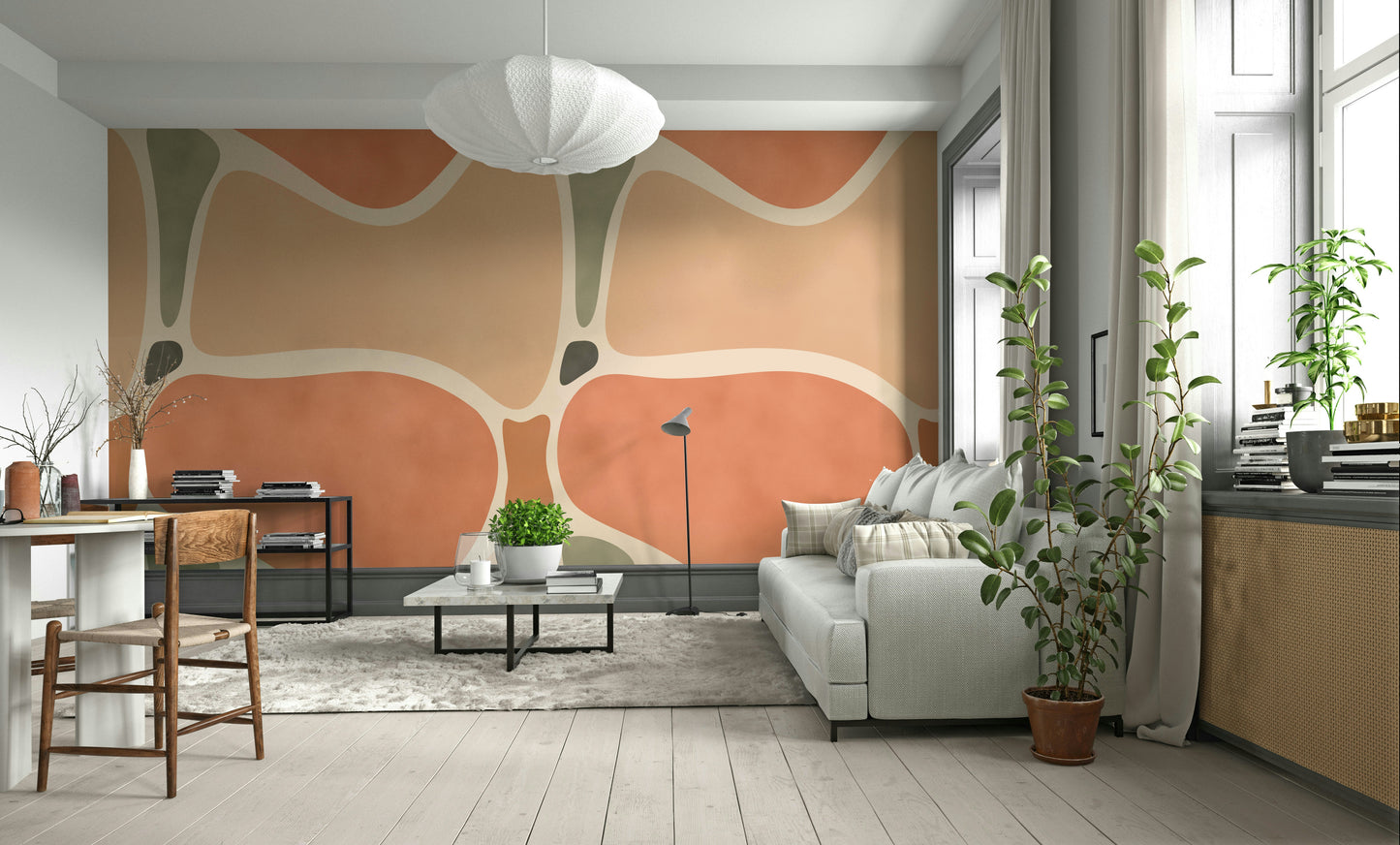Earthy abstract wallpaper for living spaces

