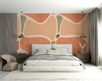 Abstract mural wallpaper in terracotta tones

