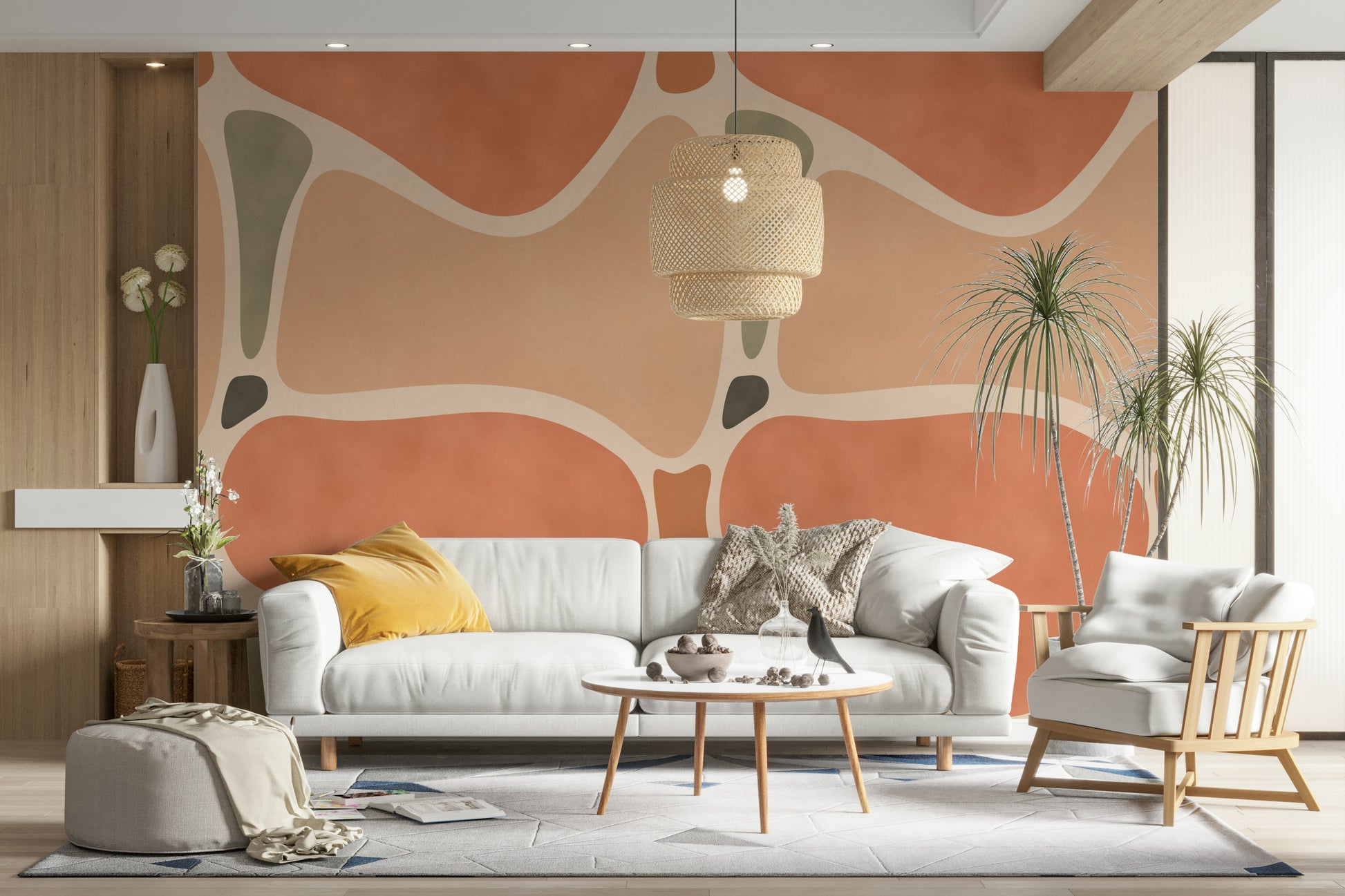 Modern geometric mural for walls

