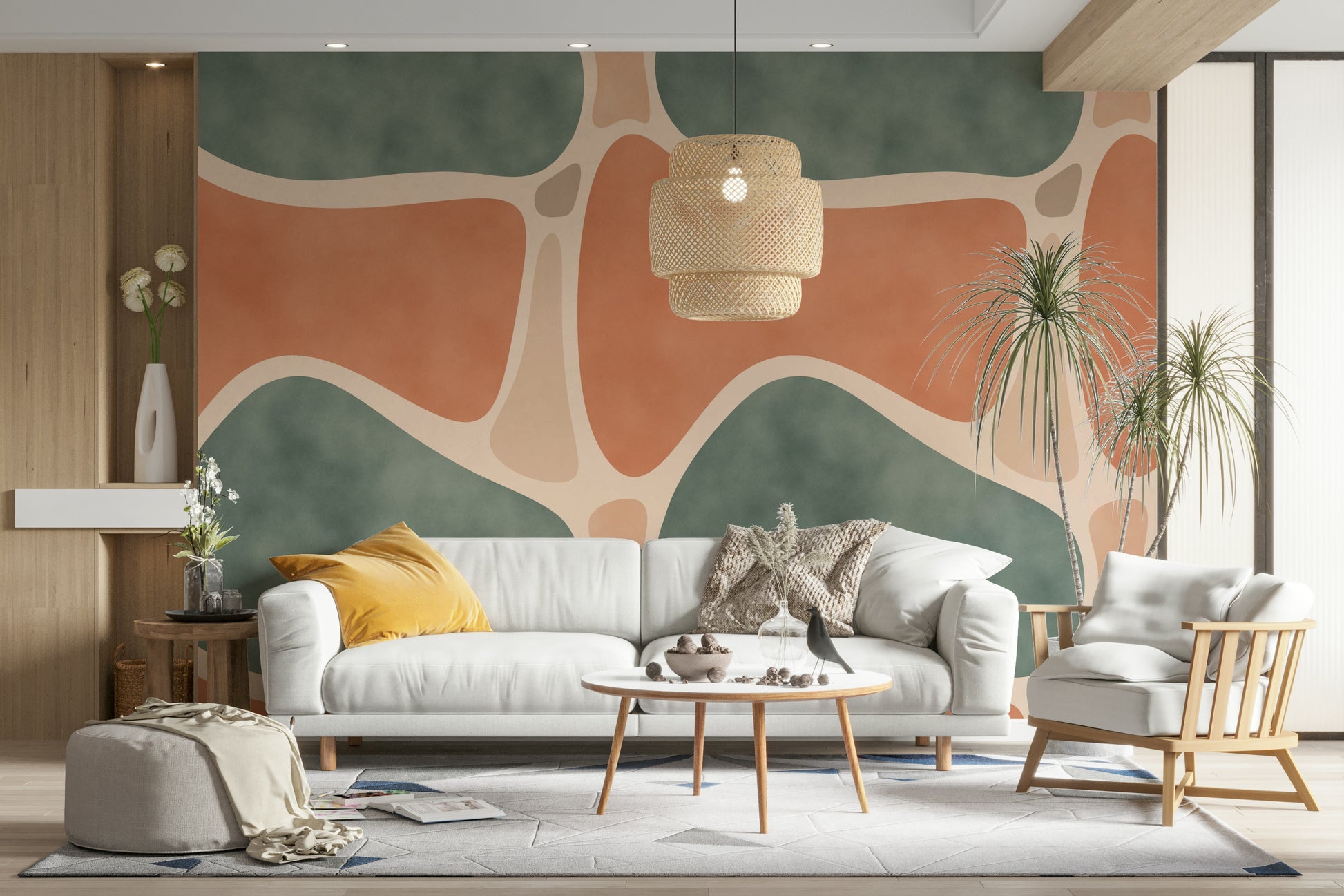 Soft earth-tone shapes wallpaper for walls

