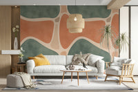 Soft earth-tone shapes wallpaper for walls

