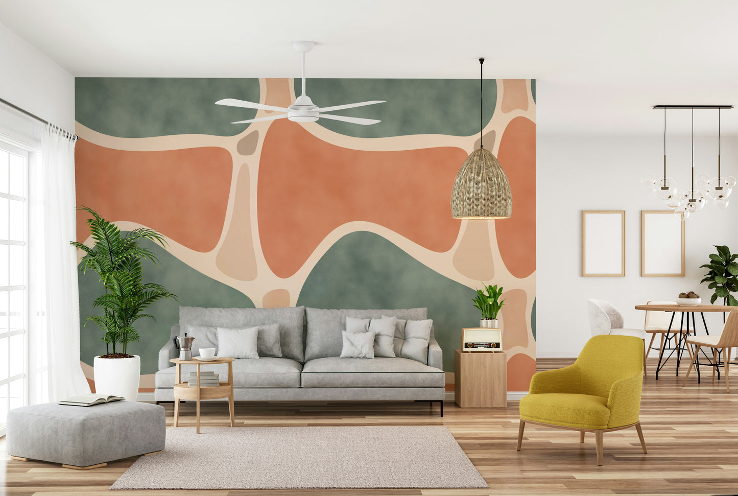 Neutral color block mural wallpaper

