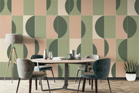 Geometric and floral mix mural wallpaper

