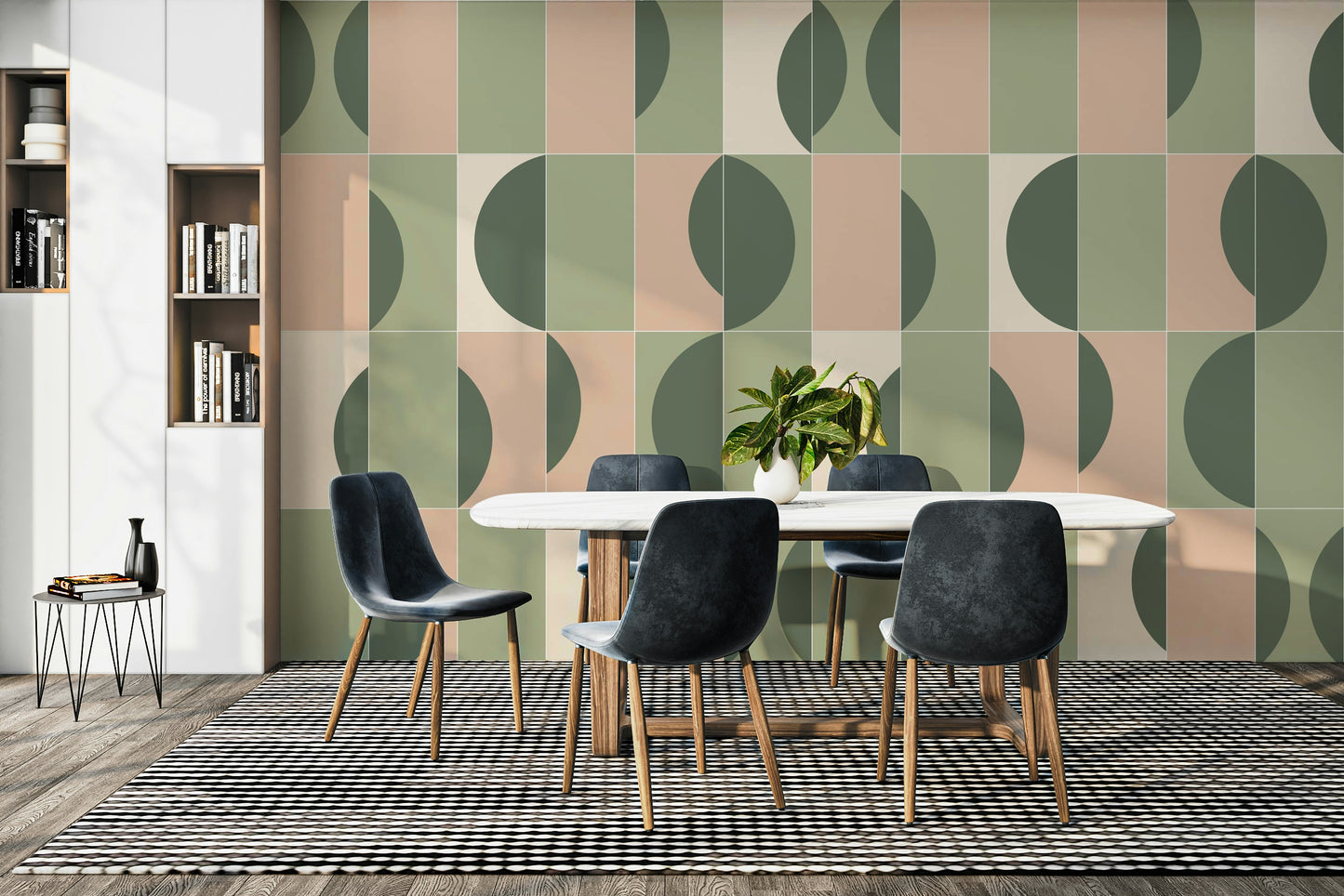 Vintage-inspired tile wallpaper with floral design

