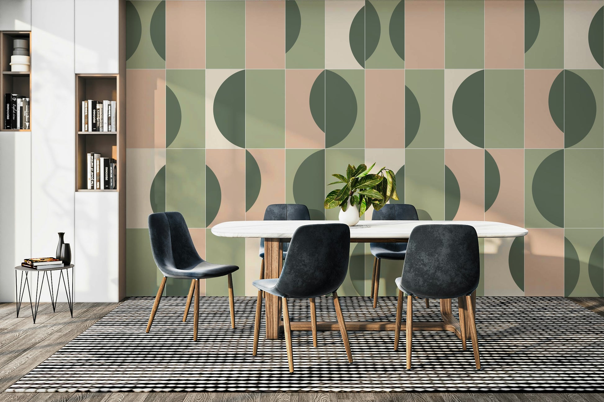 Vintage-inspired tile wallpaper with floral design

