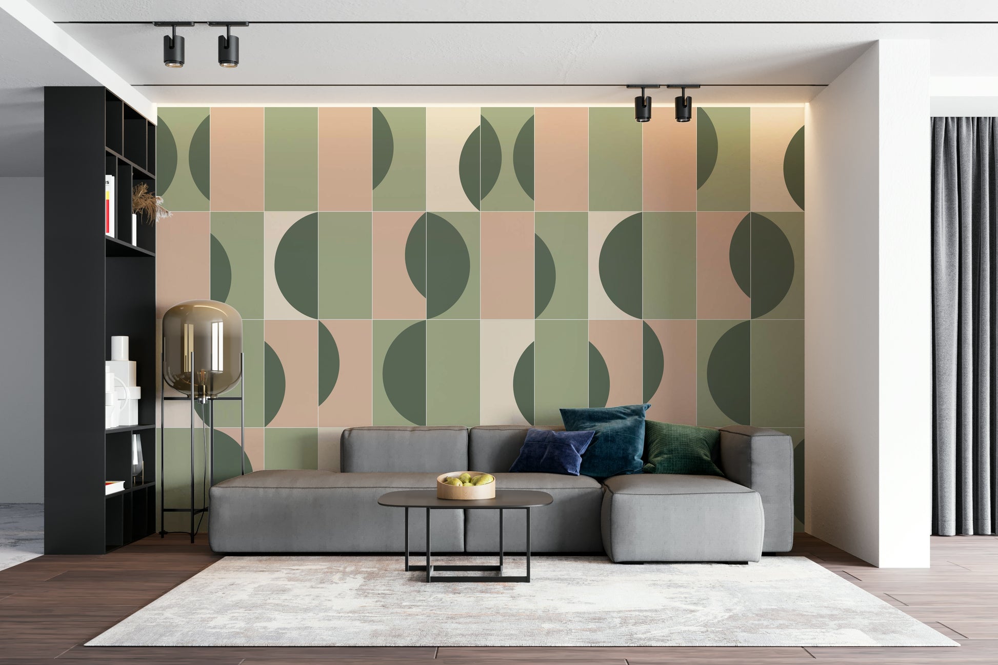 Calm tile wallpaper with nature motifs

