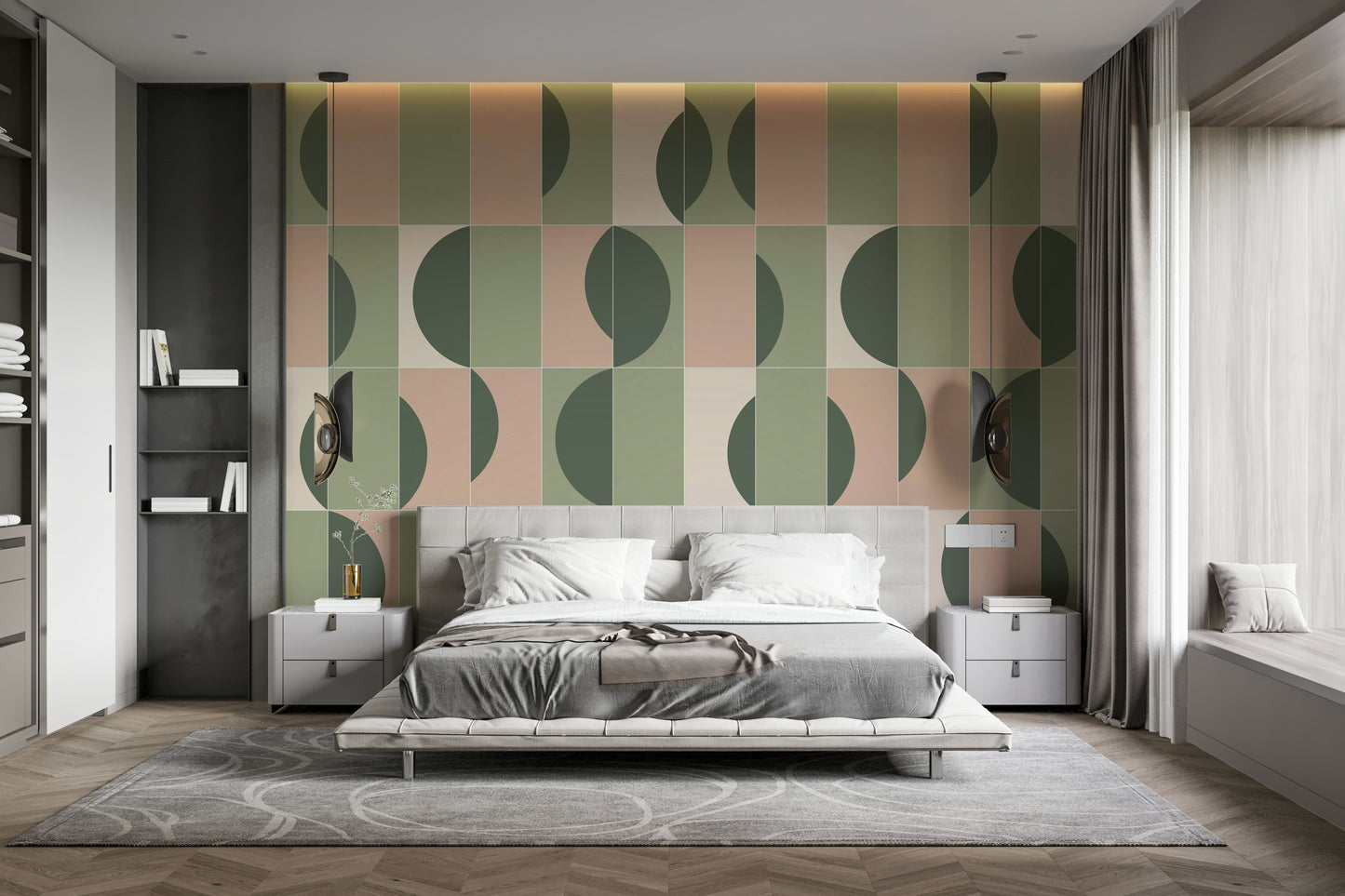 Wall mural with garden tile patterns

