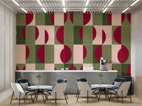 Soft tile mural wallpaper with botanical patterns

